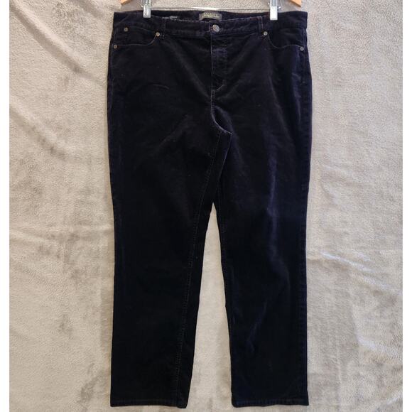 Talbots Womens Black Flawless 5 Pocket Streight Leg Corduroy Pants Size 16P - Picture 1 of 13